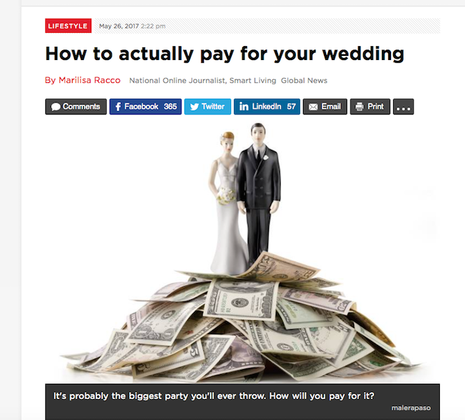 In the Media Global News How to actually pay for a wedding Luxury